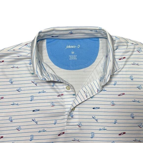 Johnnie-O Surfin' Stripes Men's Short Sleeve Golf Polo Shirt - Size Medium - Picture 3 of 5